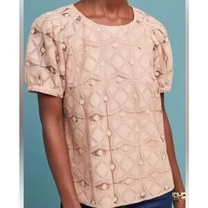 Anthropologie Maeve Sylvia Lace Blouse Small Pink Top